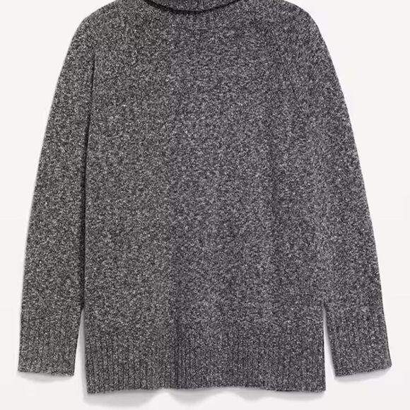 Old Navy Black Marl SoSoft Turtleneck Tunic Sweater/NWT/L - Picture 5 of 15